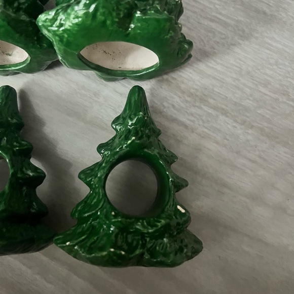 Vintage ceramic Christmas tree napkin ring holders 6 - Picture 5 of 6